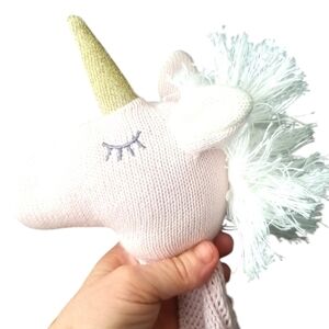 Mud Pie Knitted Pink Unicorn Lovey Security Blanket - Baby Shower Gift